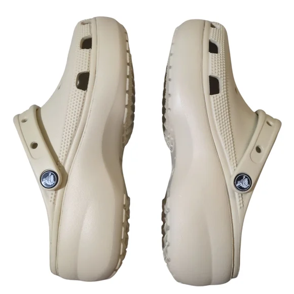 PRICE FIRM Women's Crocs Platform Clogs Bone - Picture 5 of 7